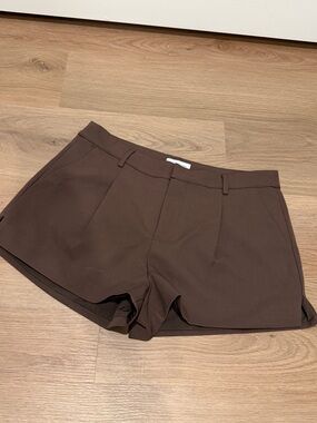 Peppermayo Chocolate Brown High-Waist Tailored Shorts